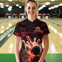 Load image into Gallery viewer, Flame Red Pattern Bowling Shirt for Women Bowling Team Jersey Polo &amp; 1/4-Zip QZT1027