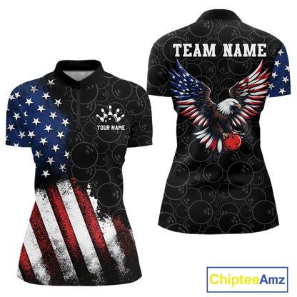 Two quarter-zipshirts with American flag design on the front and eagle design on the back, with 'Chiptee Amz' branding.