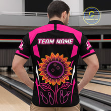 Load image into Gallery viewer, Pink Neon Lightning Sunflower Bowling Shirt for Men Custom Team Bowling Polo Bowling Jersey QZT771