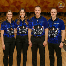 Load image into Gallery viewer, Custom Blue Funny Cowboy Gun Bowling Shirt for Women Bowling Team Jersey Bowling Polo &amp; Quarter-Zip  QZT915