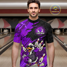 Load image into Gallery viewer, Purple Funny Duck Bowling Shirt for Men Custom Bowling Team Jersey Bowling League Polo &amp; Quarter-Zip QZT944