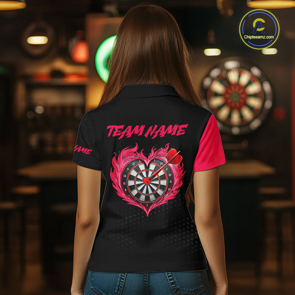 Personalized Pink Dart Shirt for Couples Valentine Dart Jersey for Women Dartboard Shirt for Team DHT9