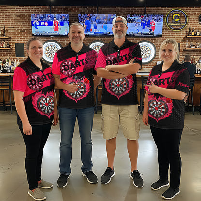 Personalized Pink Dart Shirt for Couples Valentine Dart Jersey for Women Dartboard Shirt for Team DHT9