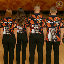 Load image into Gallery viewer, Black &amp; Orange Funny Mouse Bowling Team Shirt for Men Custom Bowling Jersey Polo &amp; Quarter-Zip QZT1033