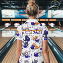 Load image into Gallery viewer, Custom Funny Cat Pattern Bowling Shirt Bowling Jersey League Polo &amp; 1/4Zip Bowling Team for Women QZT951