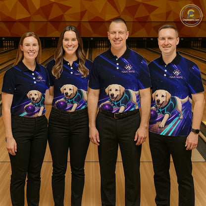Neon Funny Labrador Retriever Bowling Shirt for Women Custom Bowling Team Jersey Polo & 1/4-Zip QZT992