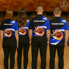 Load image into Gallery viewer, Personalized Blue Flame Demon Hand Bowling Shirt for Men Bowling Outfit Polo &amp; Quarter-Zip Bowling Jersey QZT867