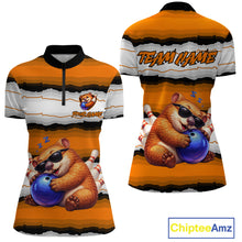 Load image into Gallery viewer, Custom Orange Wombat Bowling Shirt for Women Bowling League Jersey Polo &amp; 1/4-Zip Bowling Outfit QZT925