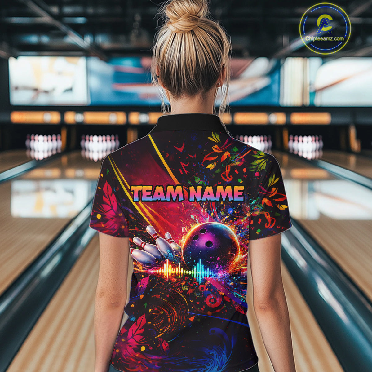 Custom Retro Music Bowling Shirt for Women Bowling Jersey Polo & 1/4-Zip Bowling Tournament QZT954