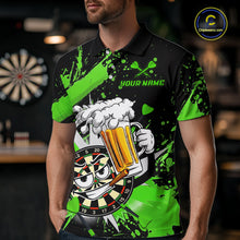 Load image into Gallery viewer, Funny Green Beer Dartboard Team Shirt for Men Custom Dart Jersey Polo &amp; Quarter-Zip Dart Outfit DHT40
