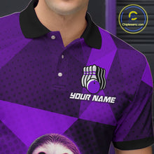 Load image into Gallery viewer, Purple Funny Sloth Bowling Shirt for Men Custom Bowling Jersey Polo &amp; Quarter-Zip Bowling Outfit QZT995