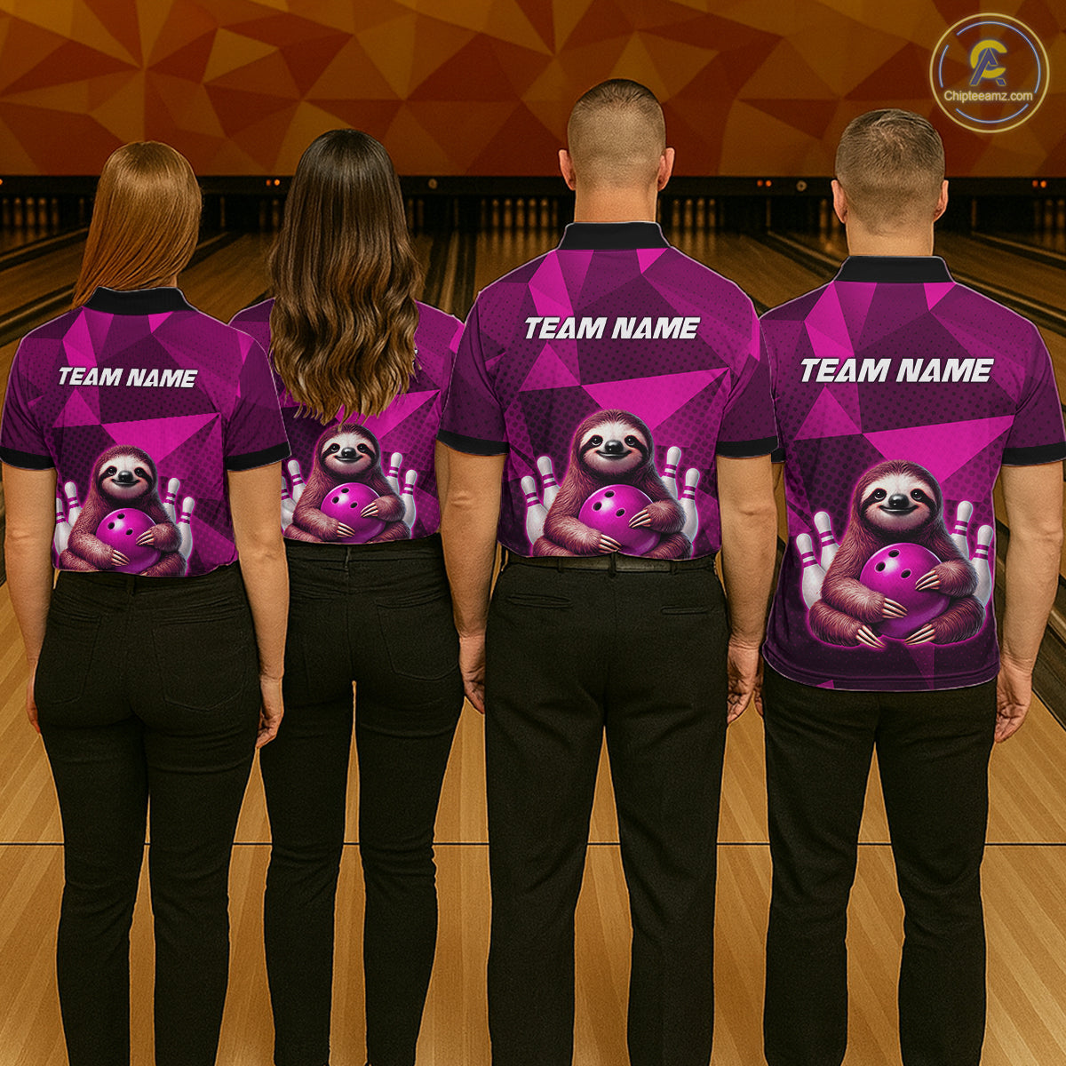 Pink Funny Sloth Bowling Shirt for Women Custom Bowling Jersey Polo & Quarter-Zip Bowling Outfit QZT995