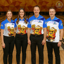 Load image into Gallery viewer, Custom Funny Blue Beer Polo Bowling Team Shirt for Women Quarter-Zip Bowling Jersey Outfit QZT820