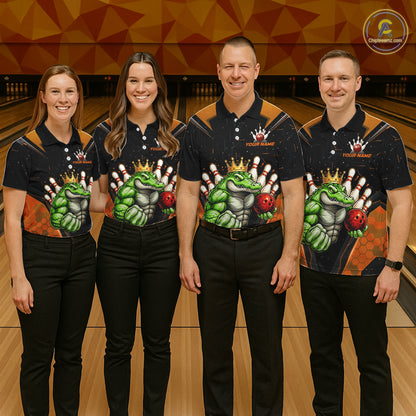 Custom Funny Orange Crocodile Bowling Shirt Alligator Bowling Jersey for Men Polo & 1/4 Zip QZT823