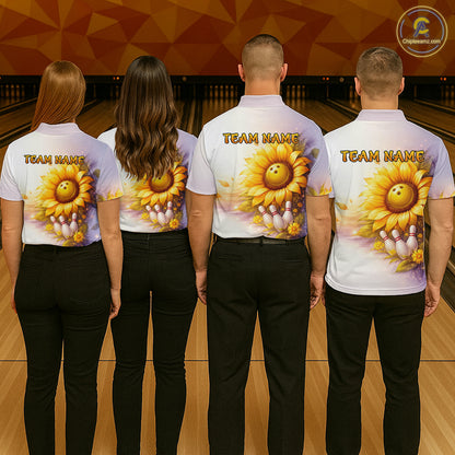 Custom Gradient Sunflower Bowling Shirt for Women Bowling Team Jersey Polo & Quarter-Zip QZT963
