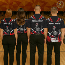 Load image into Gallery viewer, Red Funny Skeleton Bowling Shirt Personalized Bowing Jersey for Women Bowling Team QZT828