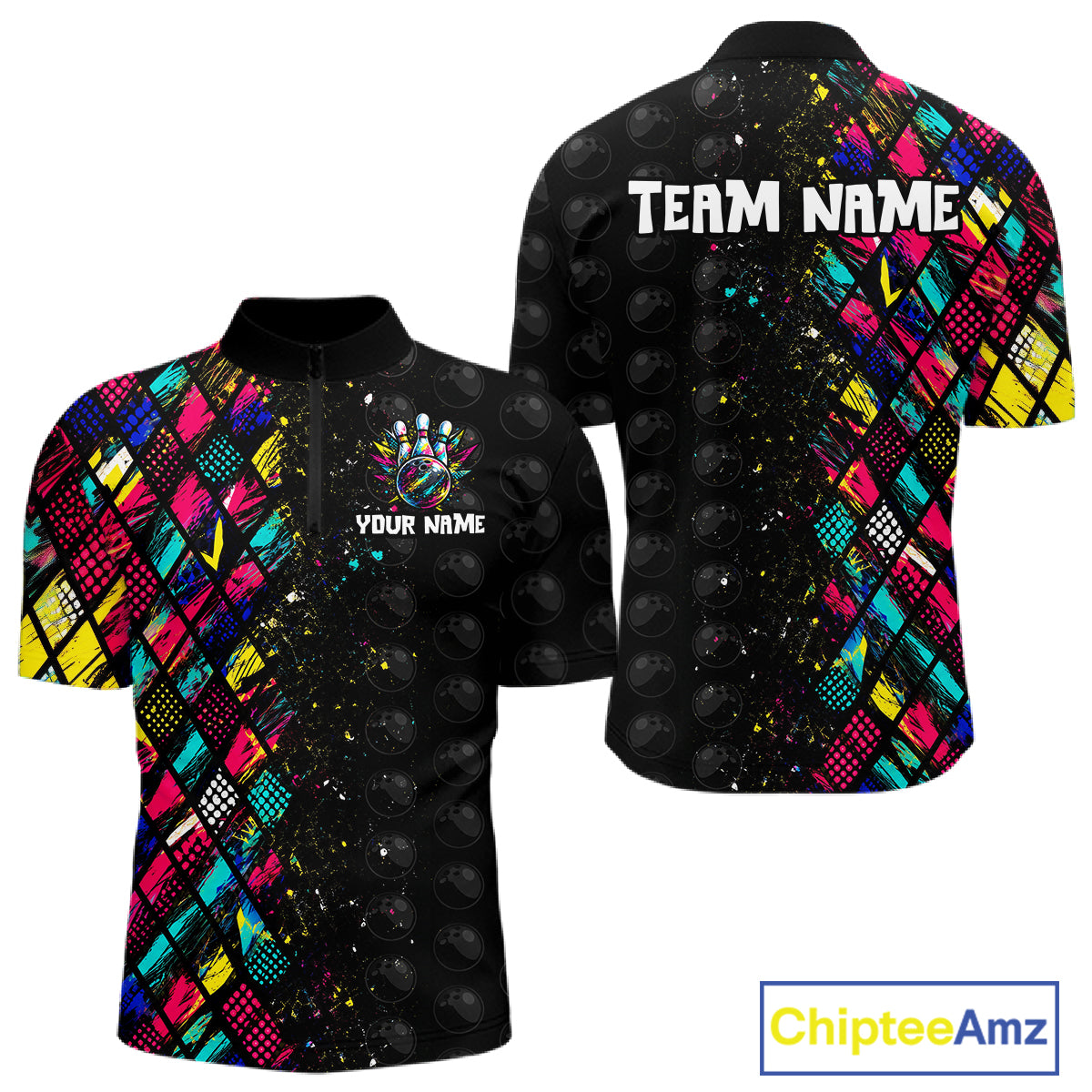 Colorful sports jersey with customizable text on a white background