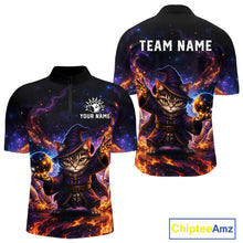 Load image into Gallery viewer, Black shirt with a cat wizard design on a white background, featuring 'Chiptee Amz' branding.