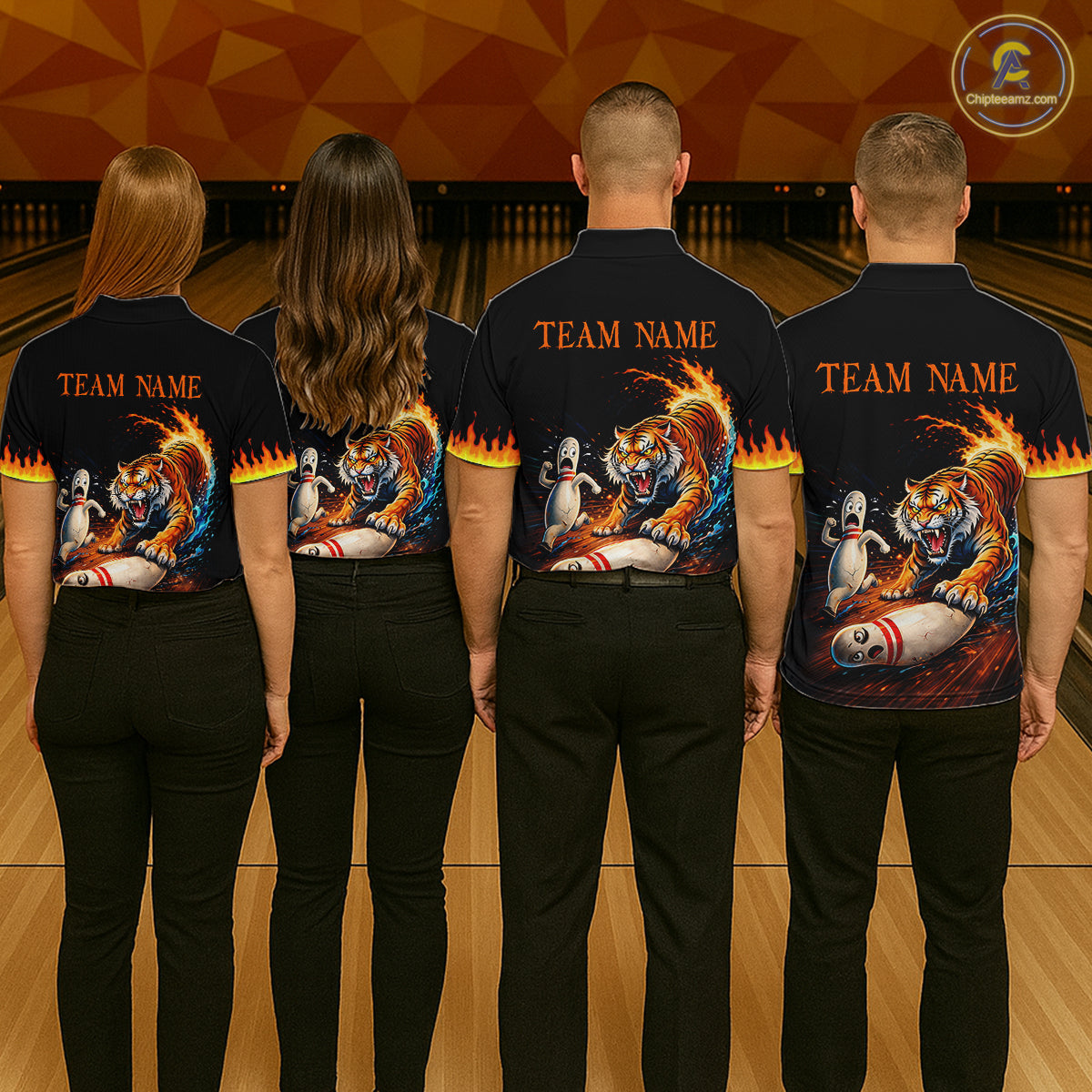 Personalized Tiger Bowling Shirt Orange Funny Bowling Team League Jersey for Women QZT832