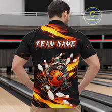 Load image into Gallery viewer, Custom Orange Funny Raccoon Bowling Shirt for Men Bowling Jersey Polo &amp; Quarter-Zip Bowling Outfit QZT969