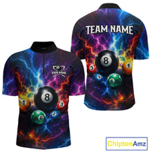 Load image into Gallery viewer, Colorful bowling shirt with billiard ball design on a white background
