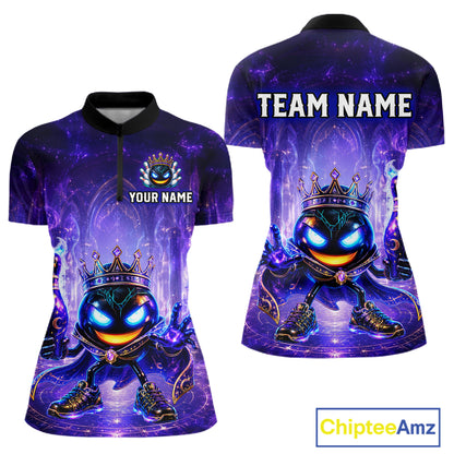 Customizable purple superhero shirt with 'Your Name' and 'Team Name' text on a white background.