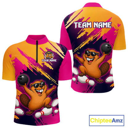 Colorful sports jersey with cartoon beaver design and 'Team Name' text on a white background.