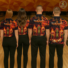 Load image into Gallery viewer, Custom Flame Skeleton Bowling Shirt for Women Bowling Jersey Polo &amp; 1/4-Zip Bowling Outfit QZT1011