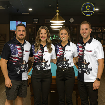 Custom American Flag Funny 8 Ball Billiard Shirts for Women Billiard League Jersey Pool Shirts BHT11