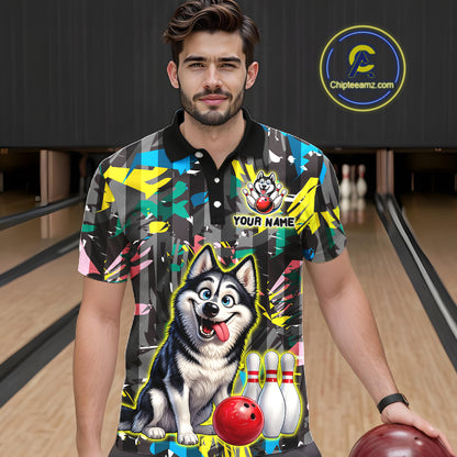 Funny Husky Bowling Shirt for Men Custom Bowling Team Jersey Bowling Outfit Polo & Quarter-Zip QZT971