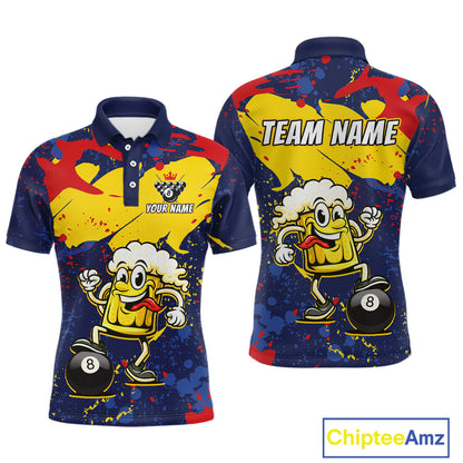 Funny Beer 8 Ball Billiard Shirt for Men Custom Billiard Jersey Pool Shirt Polo & Quarter-Zip BHT19