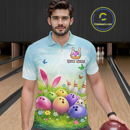 Funny Easter Bowling Shirt Custom Bowling Team Jersey for Men Bowling Outfit Polo & 1/4 Zip QZT979