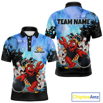 Custom Funny Crawfish Bowling Team Jersey for Men Bowling Shirt Polo & 1/4 Zip QZT1015