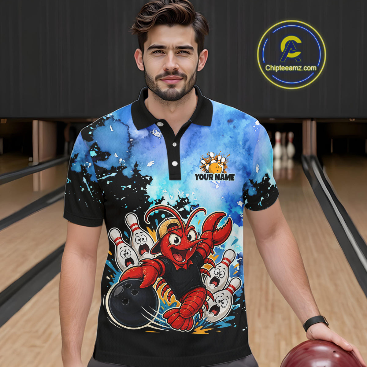 Custom Funny Crawfish Bowling Team Jersey for Men Bowling Shirt Polo & 1/4 Zip QZT1015