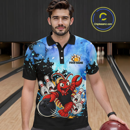 Custom Funny Crawfish Bowling Team Jersey for Men Bowling Shirt Polo & 1/4 Zip QZT1015