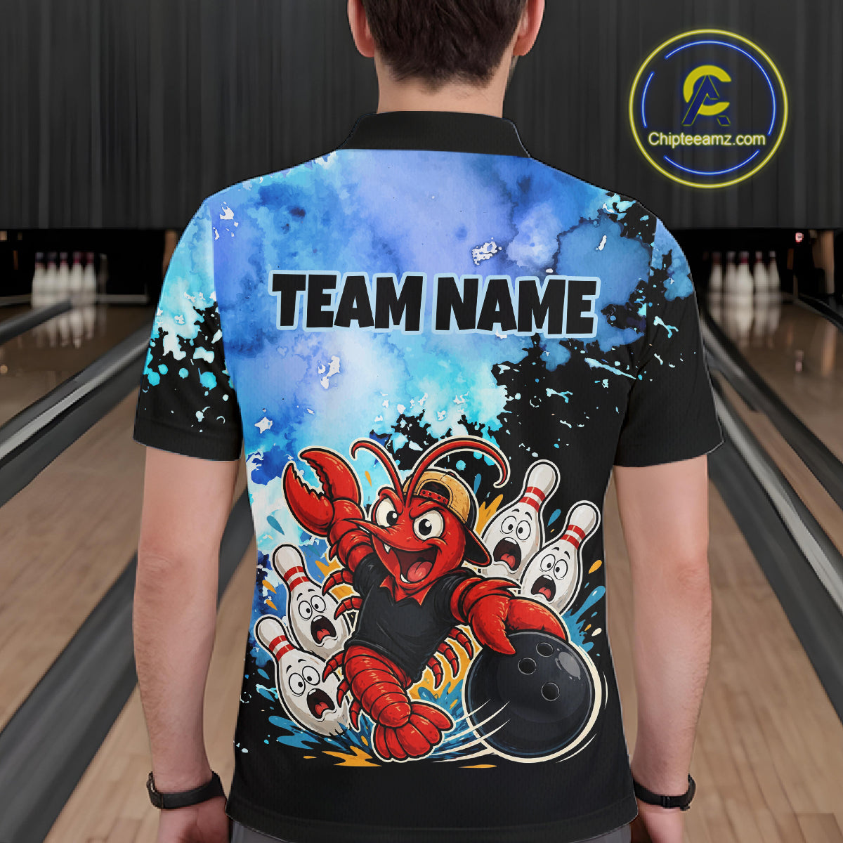 Custom Funny Crawfish Bowling Team Jersey for Men Bowling Shirt Polo & 1/4 Zip QZT1015