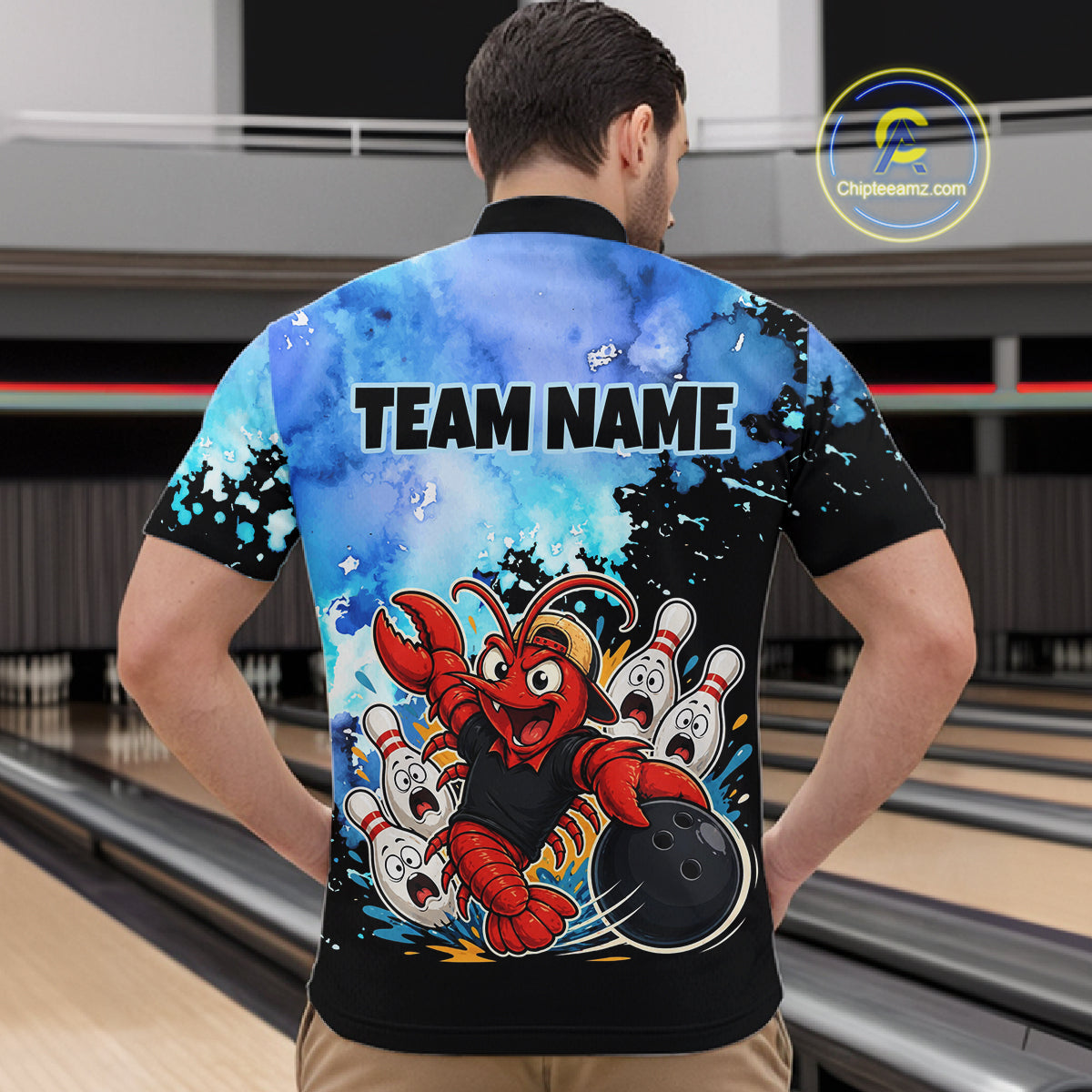 Custom Funny Crawfish Bowling Team Jersey for Men Bowling Shirt Polo & 1/4 Zip QZT1015