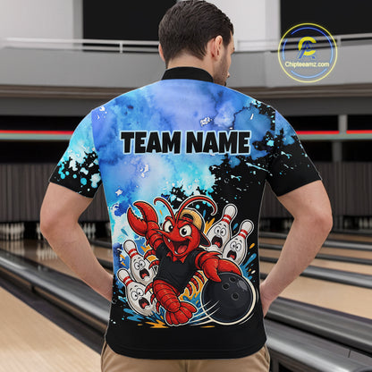 Custom Funny Crawfish Bowling Team Jersey for Men Bowling Shirt Polo & 1/4 Zip QZT1015