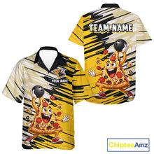 Load image into Gallery viewer, Two bowling shirts with a pizza character design and 'Chiptee Amz' branding.