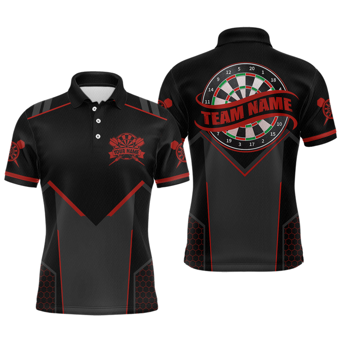 Personalized Red Dart Team Shirt for Men Custom Dart Jersey Polo & 1/4-Zip Dartboard Outfit DHT16
