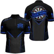 Load image into Gallery viewer, Personalized Blue Dart Team Shirt for Men Custom Dart Jersey Polo &amp; 1/4-Zip Dartboard Outfit DHT16