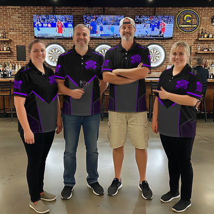 Personalized Purple Dart Team Shirt for Women Custom Dart Jersey Polo & 1/4-Zip Dartboard Outfit DHT16