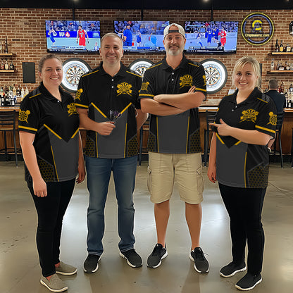 Personalized Yellow Dart Team Shirt for Men Custom Dart Jersey Polo & 1/4-Zip Dartboard Outfit DHT16