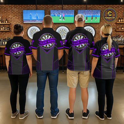 Personalized Purple Dart Team Shirt for Women Custom Dart Jersey Polo & 1/4-Zip Dartboard Outfit DHT16