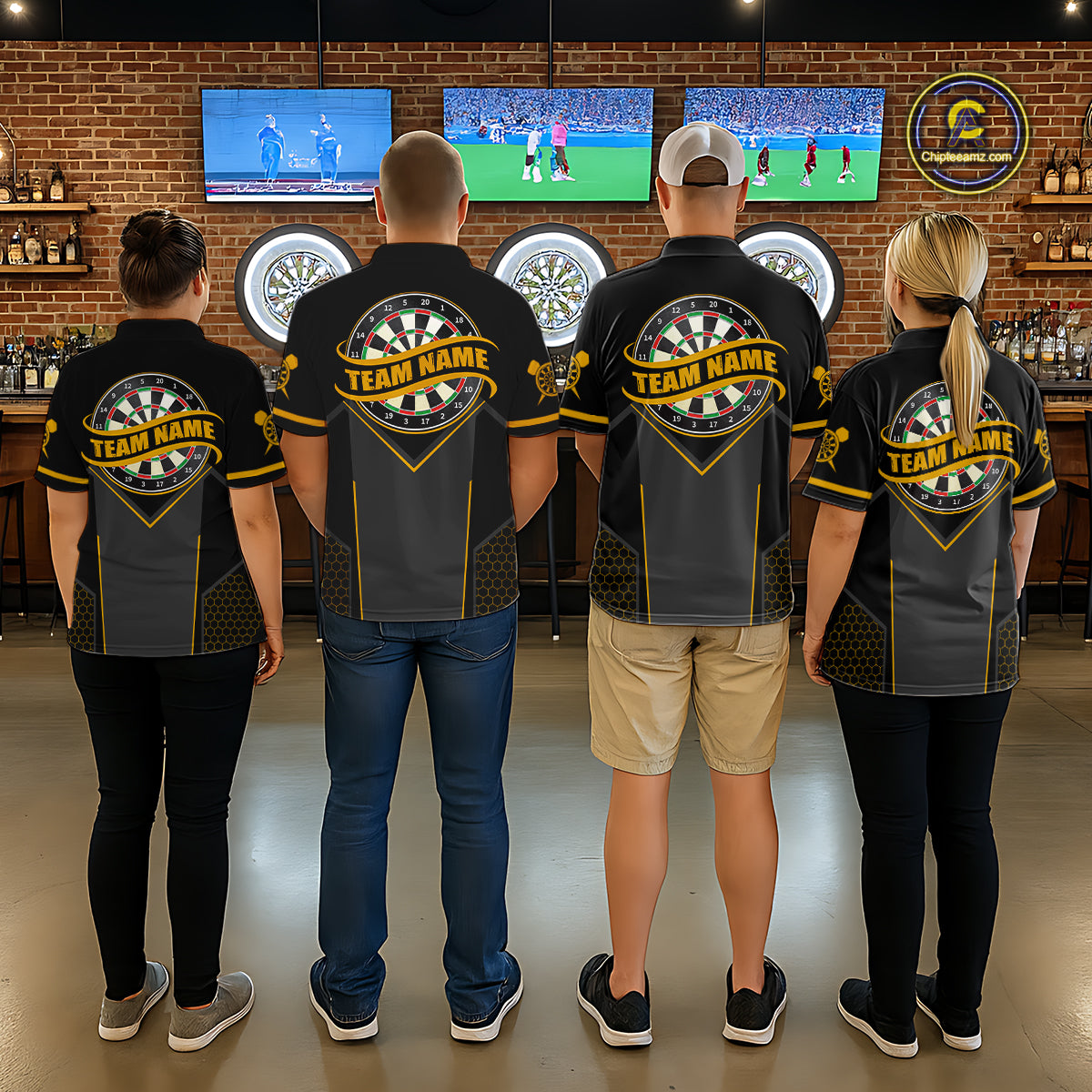 Personalized Yellow Dart Team Shirt for Men Custom Dart Jersey Polo & 1/4-Zip Dartboard Outfit DHT16