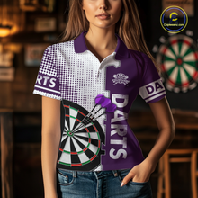 Load image into Gallery viewer, Purple &amp; White Dart Shirts for Women Custom Dart Team Jersey Dartboard Shirt Unisex DHT19