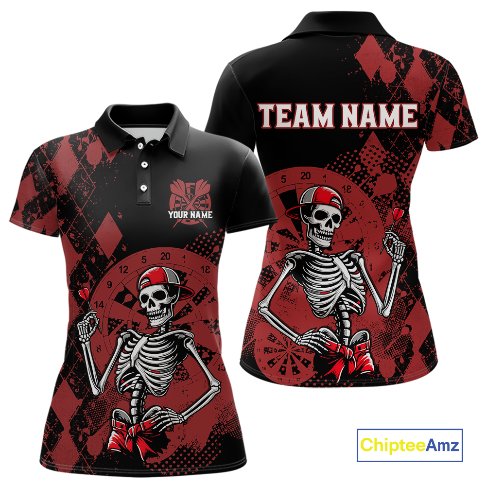 Custom Black & Red Dart Shirts for Team Polo & Quarter-Zip Dart Jersey for Women Dart Outfit DHT25