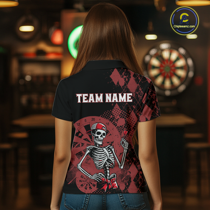 Custom Black & Red Dart Shirts for Team Polo & Quarter-Zip Dart Jersey for Women Dart Outfit DHT25