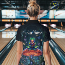 Load image into Gallery viewer, Custom Zen Frog Bowling Shirt for Women Meditation Style Bowling Jersey Polo &amp; 1/4-Zip QZT991