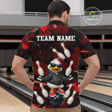 Load image into Gallery viewer, Custom Red Funny Duck Bowling Shirt for Men Bowling Jersey Polo &amp; 1/4 Zip Bowling Outfit QZT943